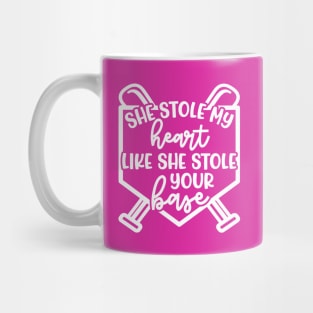 She Stole My Heart Like She Stole Your Base Softball Mom Cute Funny Mug